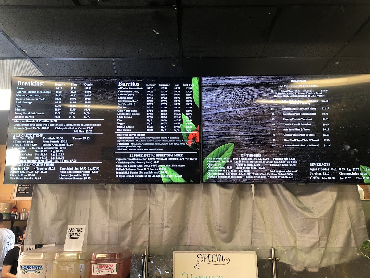 El Pique Mexican Food Menu - Image 3