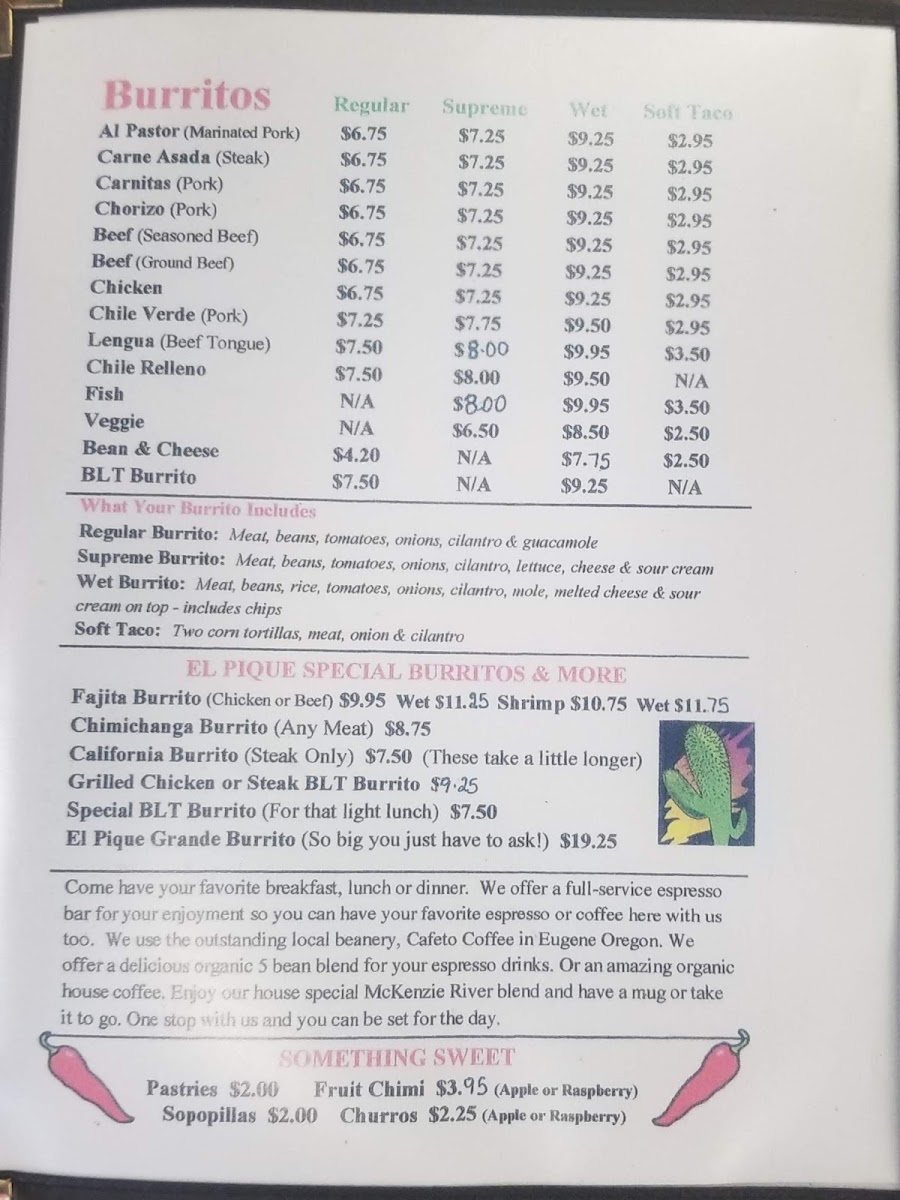 El Pique Mexican Food Menu - Image 5